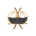 Dvivietis medinis pakabinamas krėslas su stovu SWING POD XL + grafito spalvos pagalvė