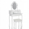 kosmetinis staliukas baltas su LED apšvietimu ir kėdutė
