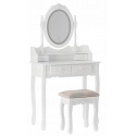 Kosmetinis staliukas Vintage LED su veidrodžiu + kėdė Baltas